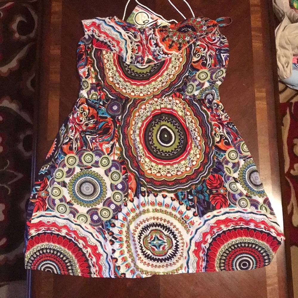Coline Bohemian sundress w/ circular pattern